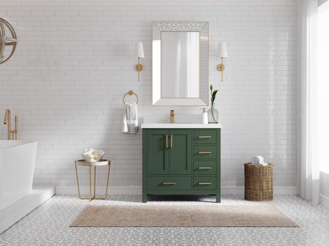 Malibu 36 in. W x 22 in. D Left Offset Sink Bathroom Vanity