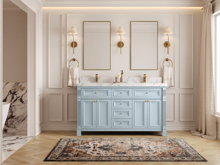 Paris 60 in. W x 22 in. D Double Sink Bathroom Vanity - photo 4