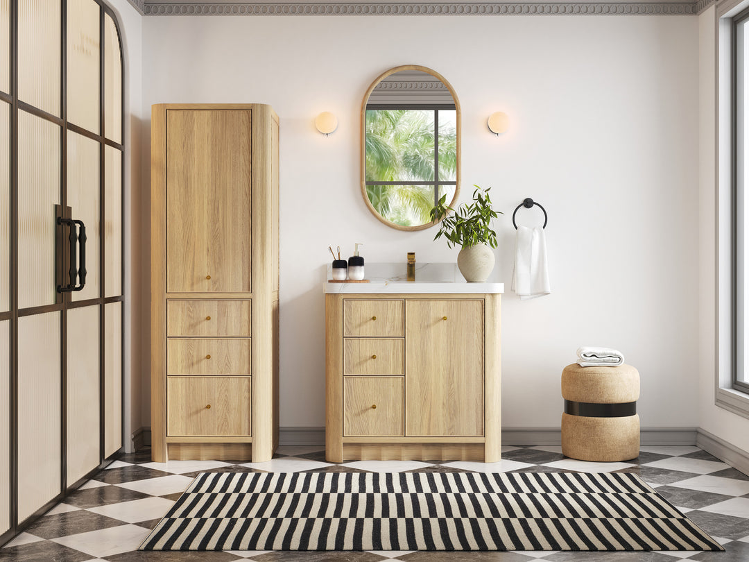 Orlando Oak 36 in. W x 22 in. D Center Sink Bathroom Vanity