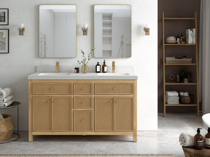 Sonoma Teak Wood 60 in. W x 22 in. D Double Sink Bathroom Vanity - photo 4