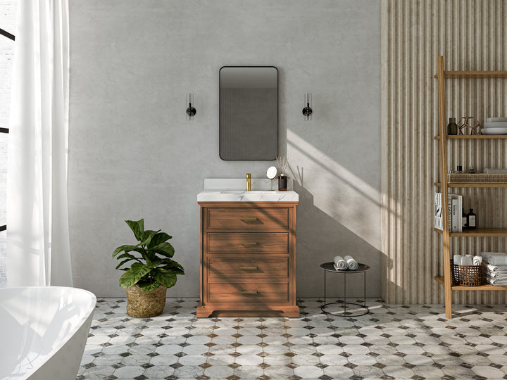Charlotte 30 in. W x 22 in. D Single Sink Bathroom Teak Wood Vanity - photo 4