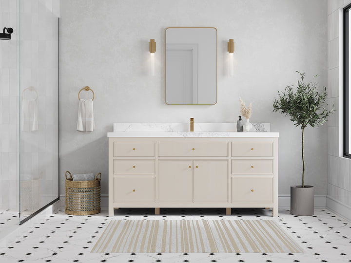 Sonoma 72 in W x 22 in D Free Standing Reeded Single Sink Bathroom Vanity - photo 4