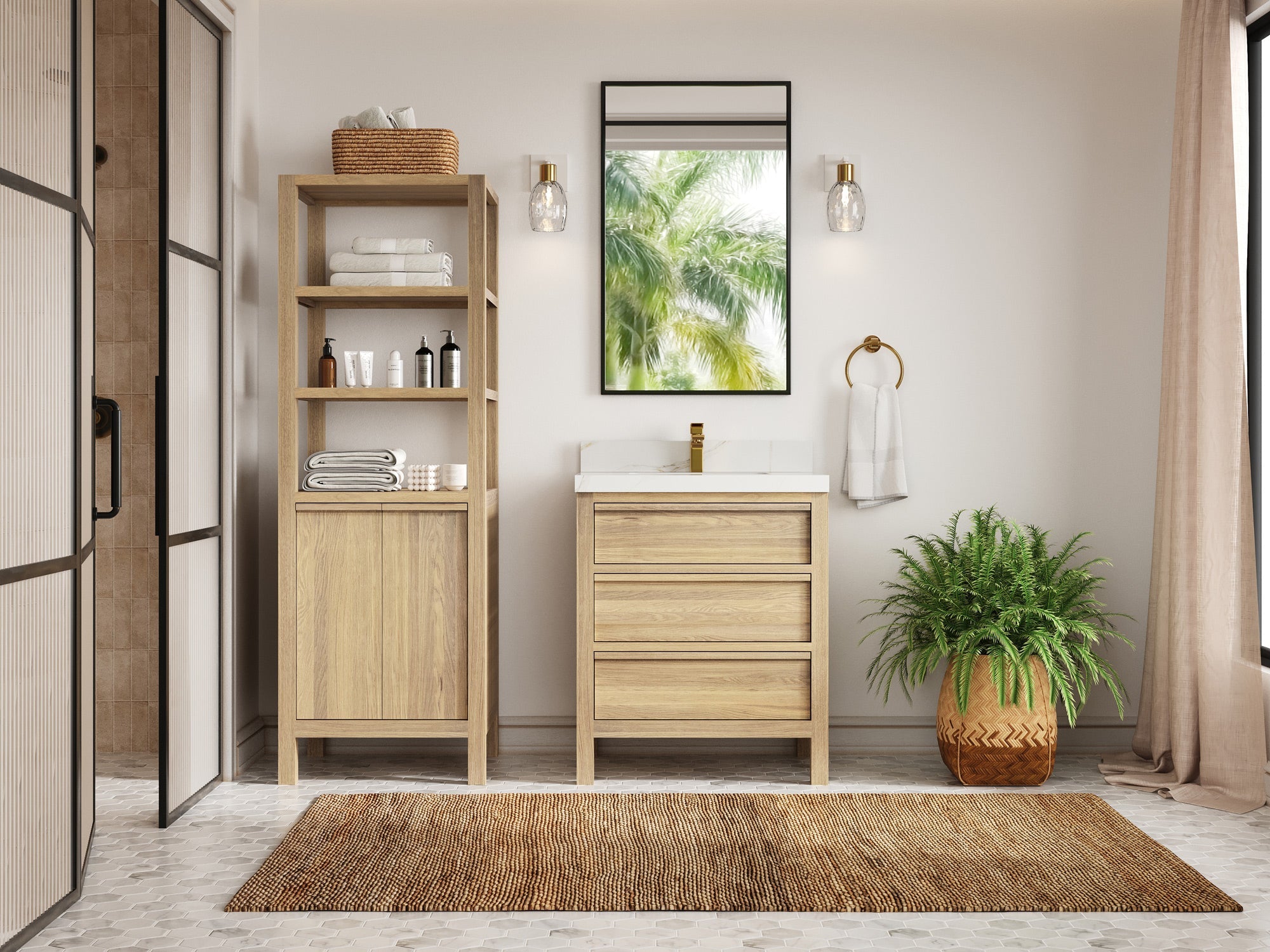 Elizabeth White Oak 30 in. W x 22 in. D Single Sink Bathroom Vanity