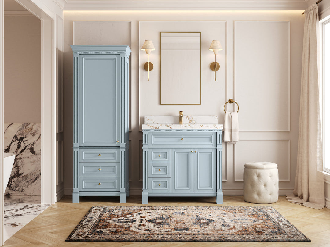 Paris 36 in. W x 22 in. D Center Sink Bathroom Vanity in  Blue Heather with Countertop - Full View