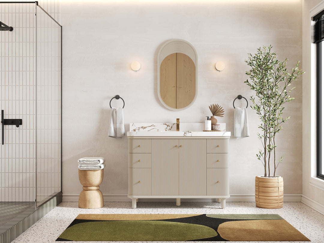 Miami 48 in. W x 22 in. D Single Sink Bathroom Vanity in Fine Grain with Countertop - Full View