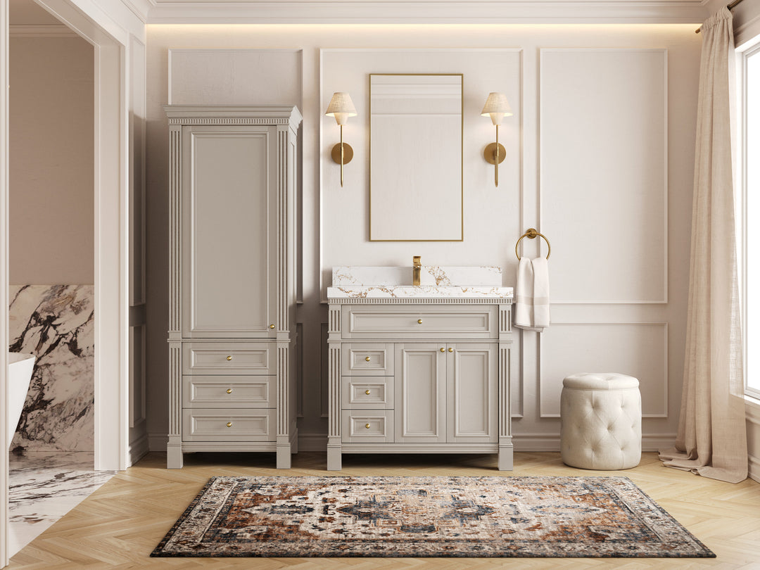 Paris 36 in. W x 22 in. D Center Sink Bathroom Vanity in  Fine Grain with Countertop - Full View