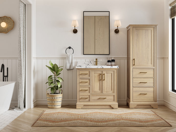 Charlotte White Oak 36" W x 22" D Center Sink Vanity for Sophisticated Bathrooms - photo 4
