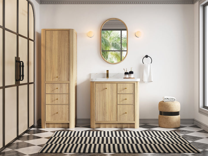 Orlando Oak 36 in. W x 22 in. D Left Offset Sink Bathroom Vanity - photo 4