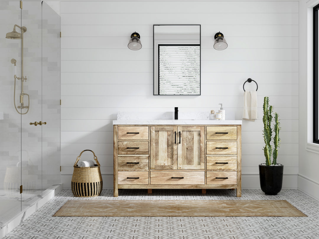 Malibu Mango Wood 60 in. W x 22 in. D Single Sink Bathroom Vanity