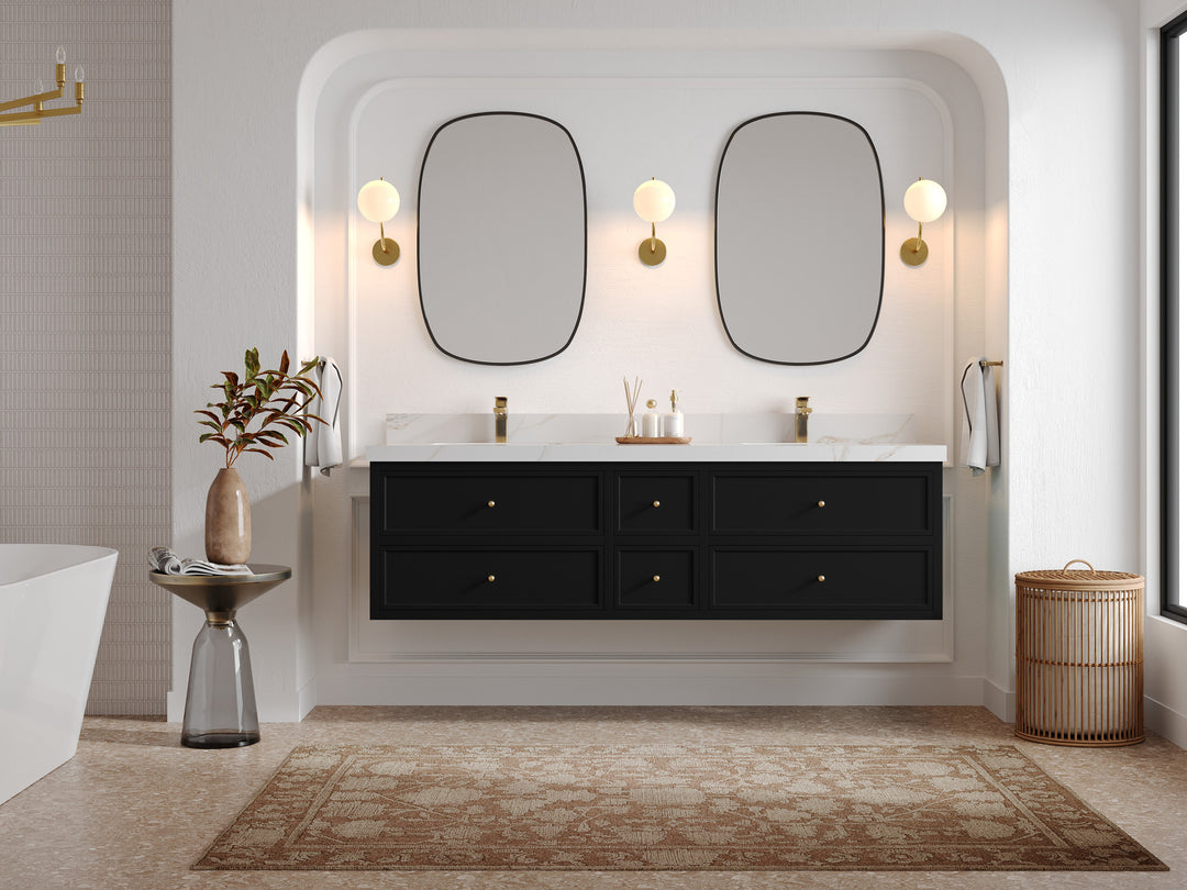 Roswell Floating 72 in. W x 22 in. D Double Sink Bathroom Vanity