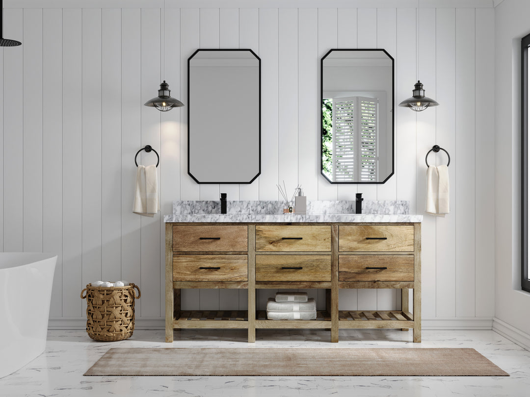 Parker Mango Wood 72 in. W x 22 in. D Double Sink Bathroom Vanity