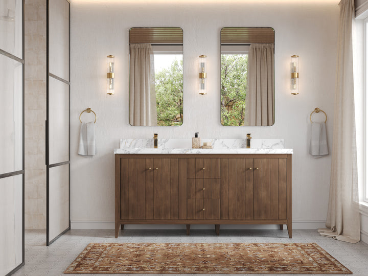 Atlanta Teak Wood 72 in. W x 22 in. D Double Sink Bathroom Vanity - photo 4