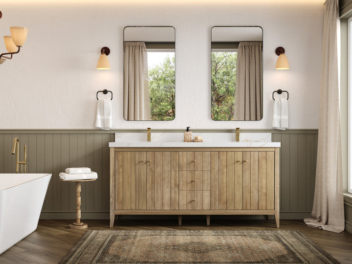 Atlanta Teak Wood 72 in. W x 22 in. D Double Sink Bathroom Vanity - photo 4