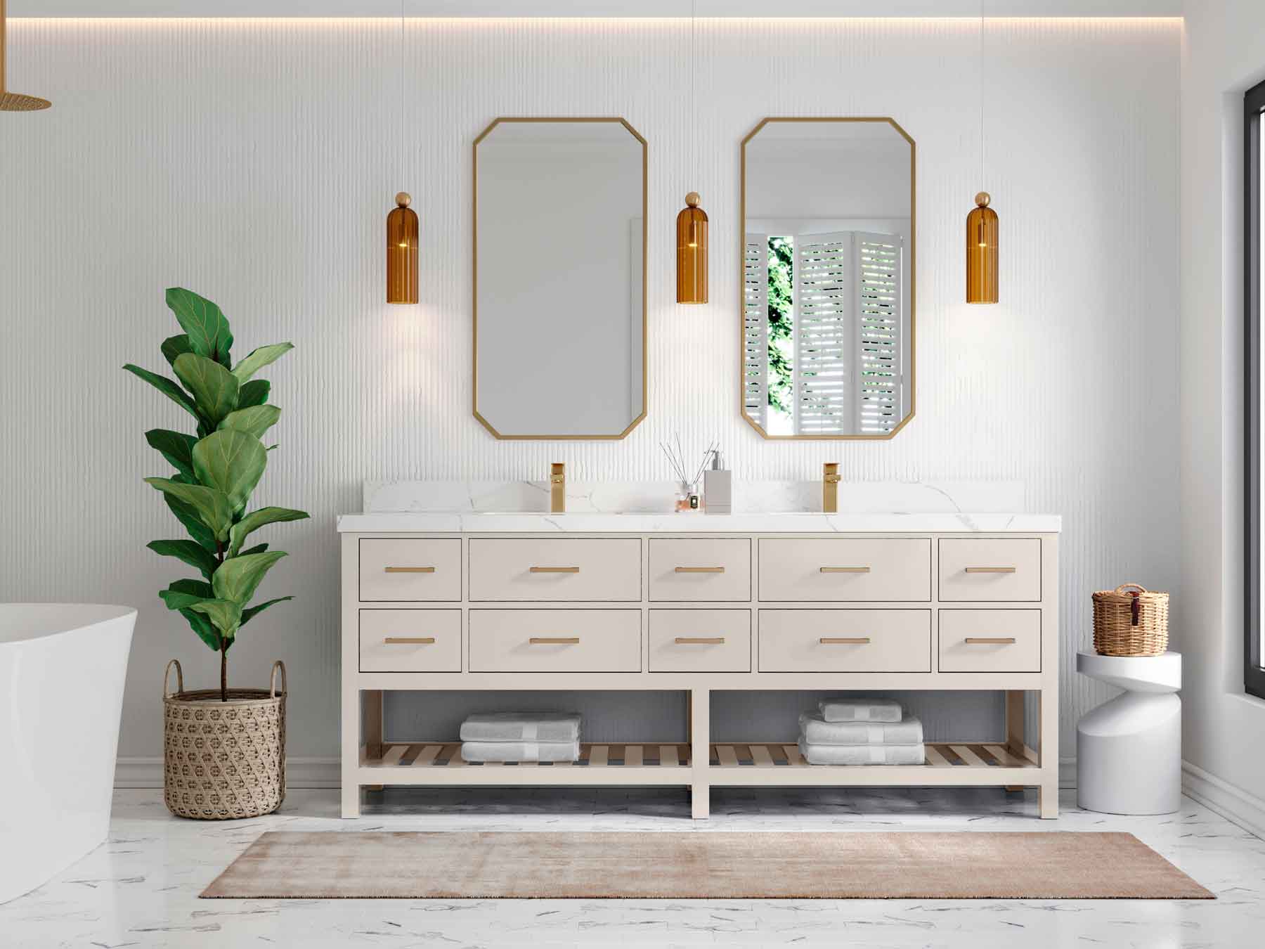 Parker 84 in. W x 22 in. D Double Sink Bathroom Vanity