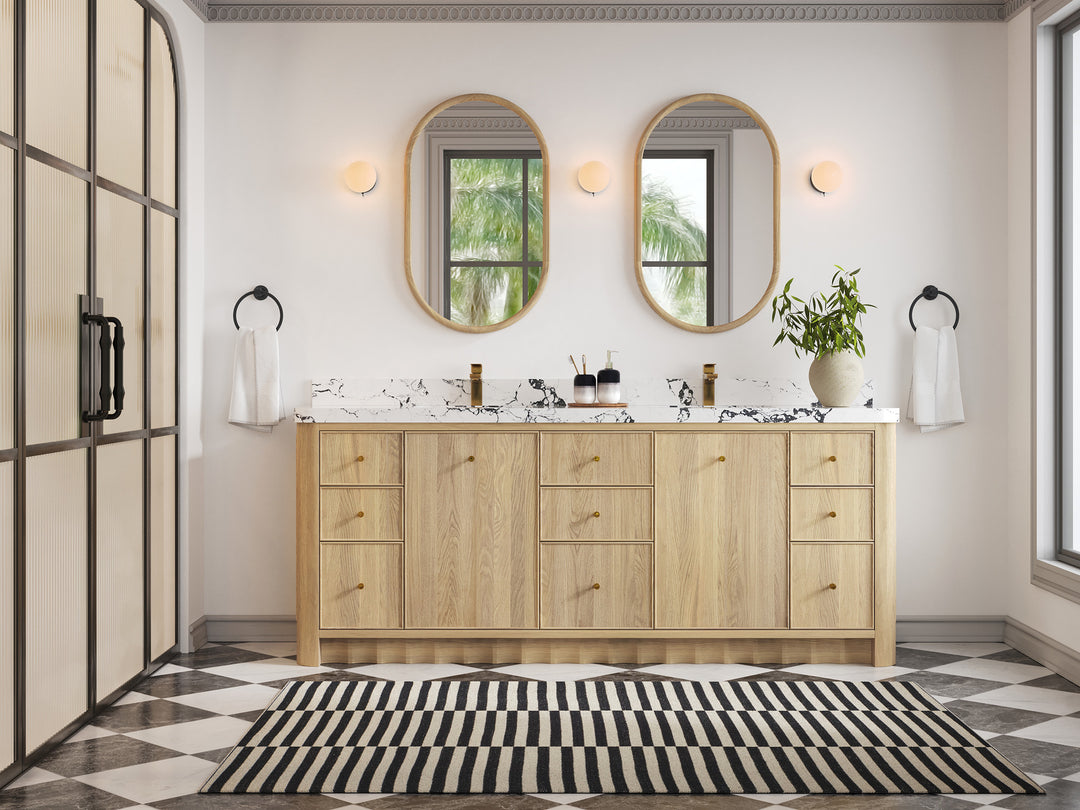 Orlando Oak 84 in. W x 22 in. D Double Sink Bathroom Vanity