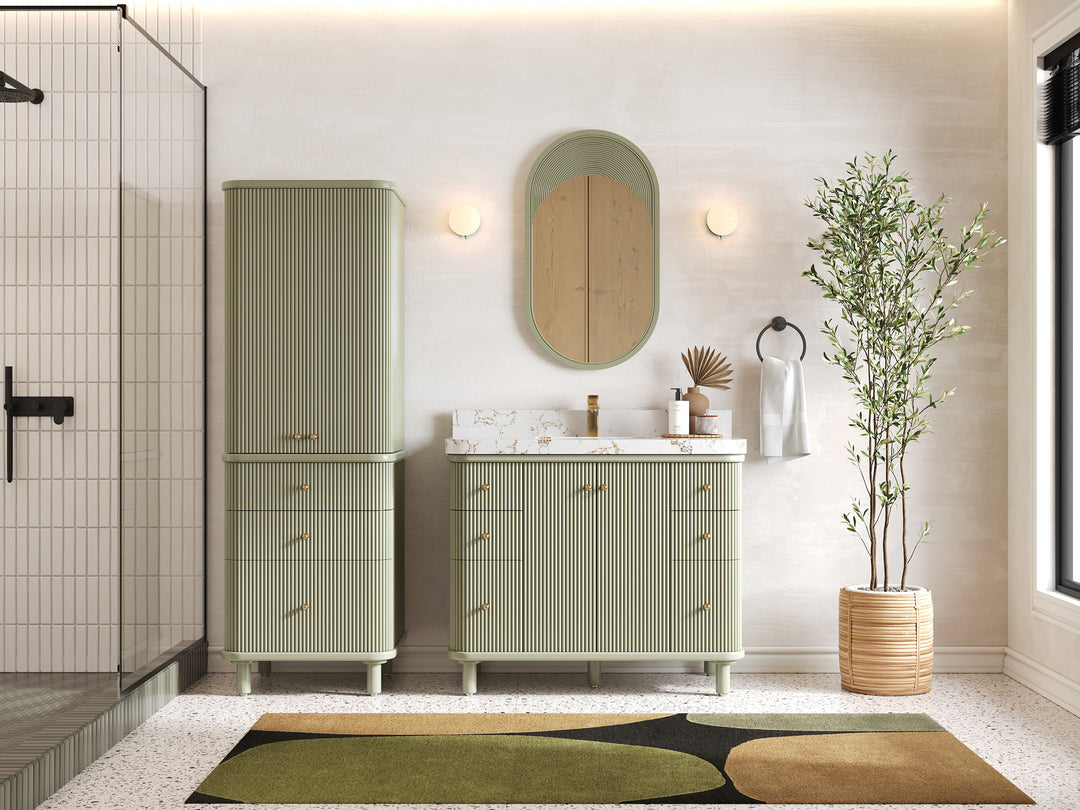Miami 42 in. W x 22 in. D Single Sink Bathroom Vanity in Evergreen with Countertop - Full View