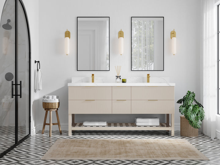Catalina 72 in W x 22 in D Free Standing Reeded Double Sink Bathroom Vanity - photo 4