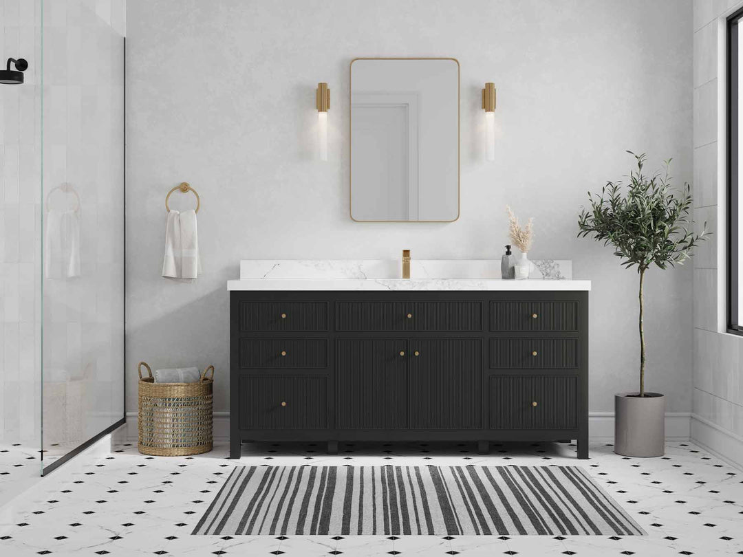 Sonoma 72 in W x 22 in D Free Standing Reeded Single Sink Bathroom Vanity
