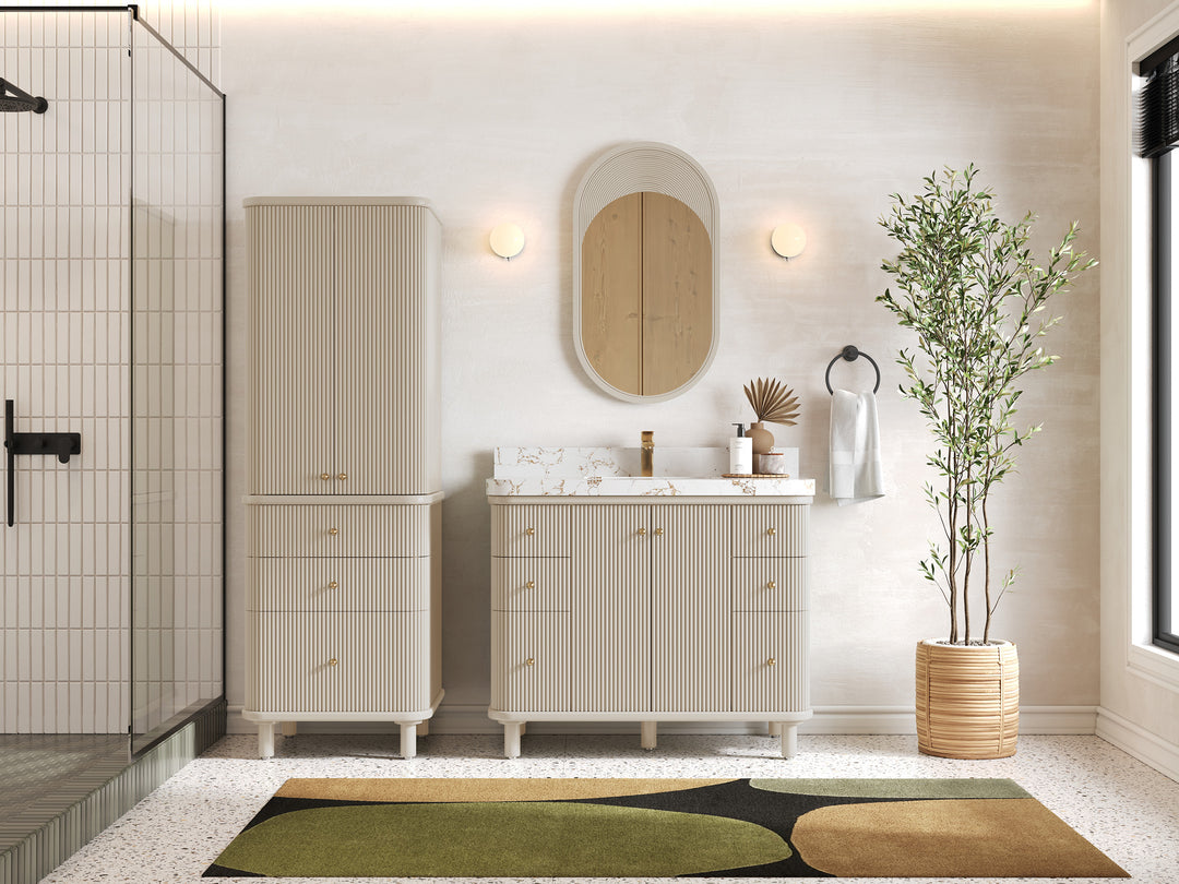 Miami 42 in. W x 22 in. D Single Sink Bathroom Vanity in Fine Grain with Countertop - Full View