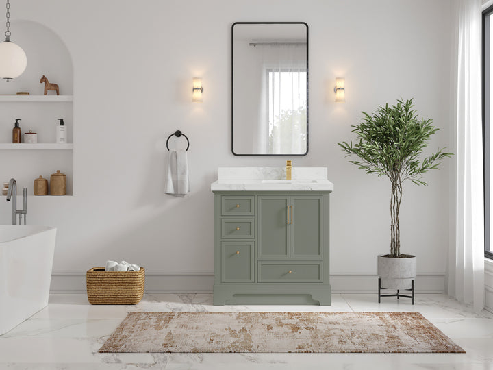 Alys 36 in. W x 22 in. D Right Offset Sink Bathroom Vanity - photo 4