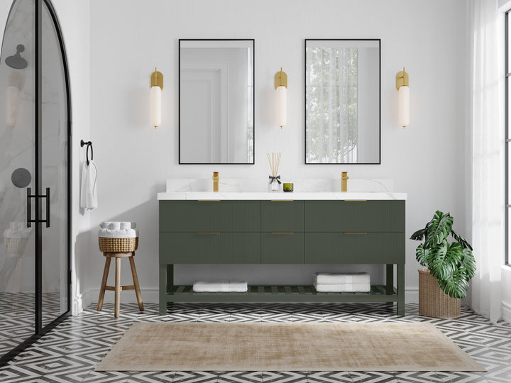 Catalina 72 in W x 22 in D Free Standing Reeded Double Sink Bathroom Vanity - photo 4