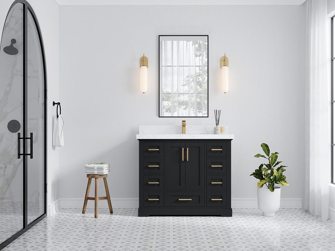 Boston 42 in. W x 22 in. D Single Sink Bathroom Vanity in Wrought Iron with Countertop - Full View
