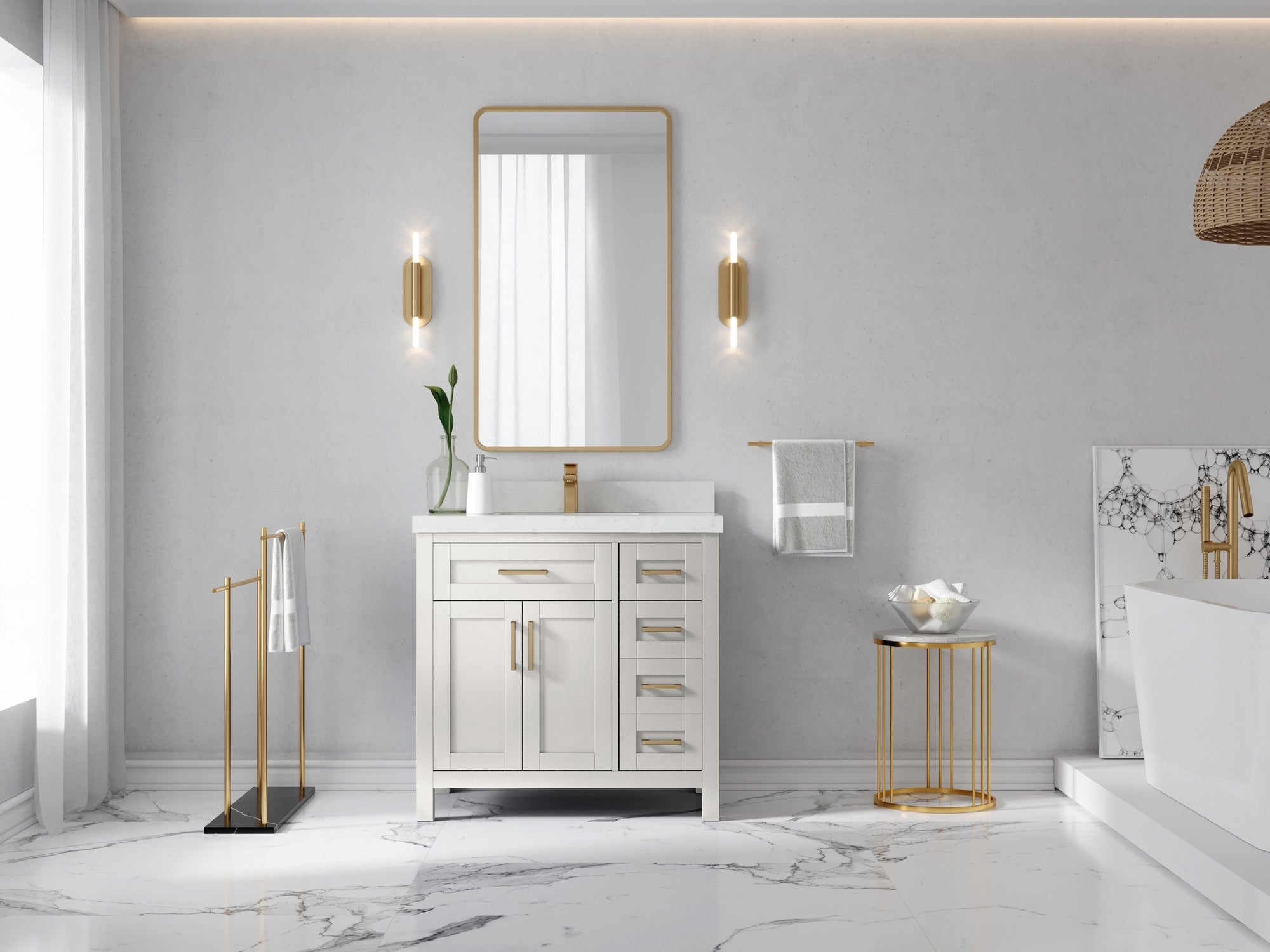 Cambridge 36 in. W x 22 in. D Single Center Sink Bathroom Vanity