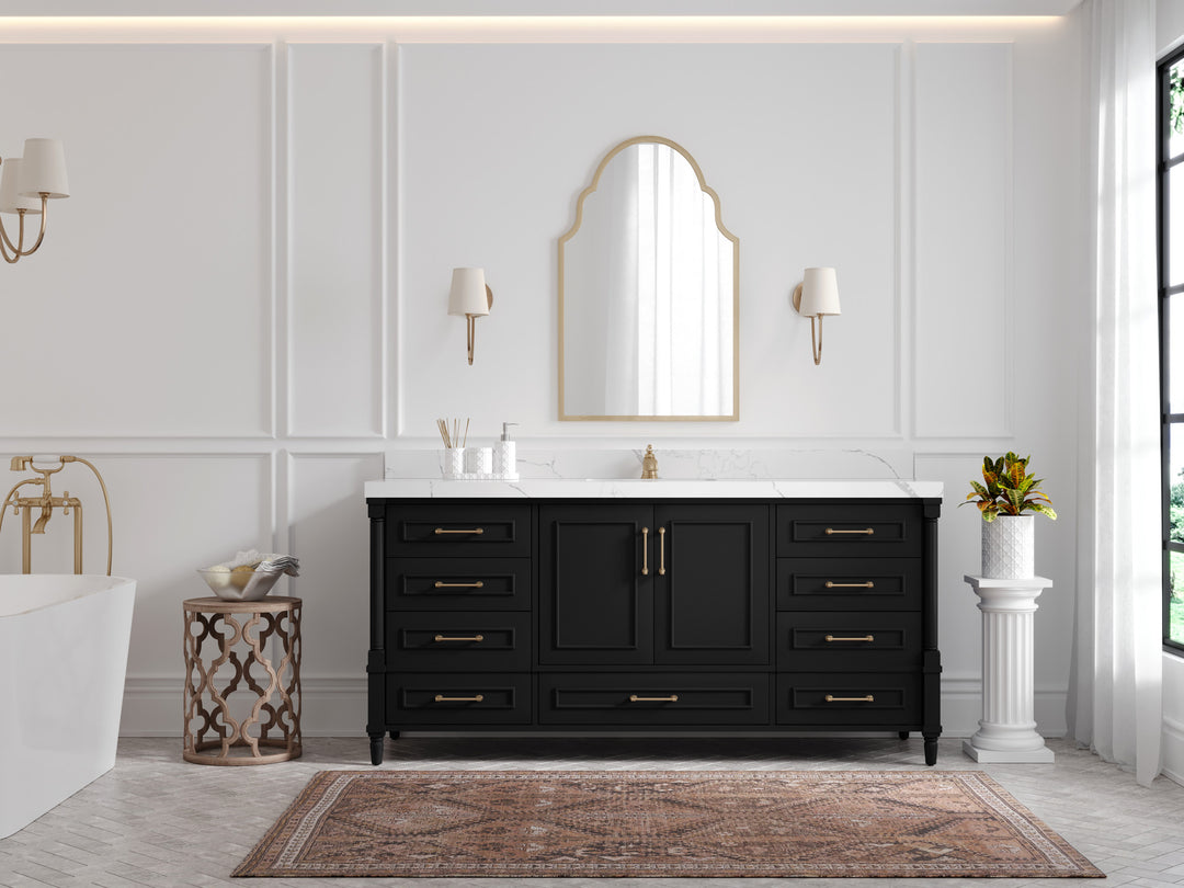 Aberdeen 72 in. W x 22 in. D Single Sink Bathroom Vanity in Pewter Green with countertop - Front View