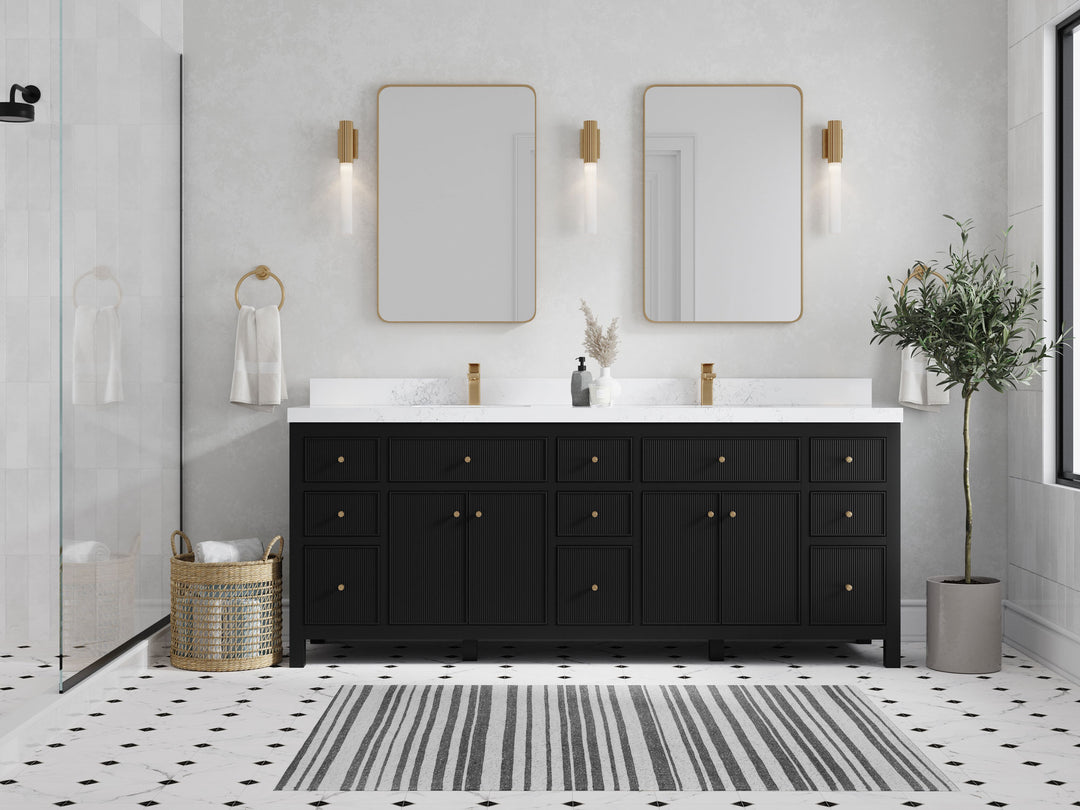 Sonoma 84 in W x 22 in D Free Standing Reeded Double Sink Bathroom Vanity