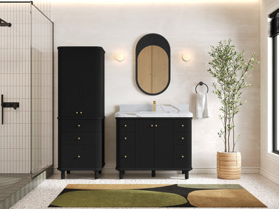 Miami 42 in. W x 22 in. D Single Sink Bathroom Vanity in Black with Countertop - Full View