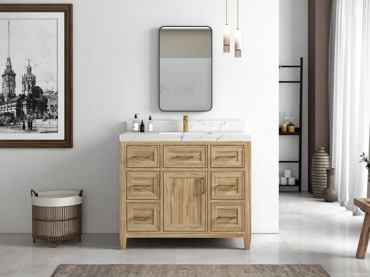 Santa Monica Teak Wood 42 in. W x 22 in. D Single Sink Bathroom Vanity - photo 4