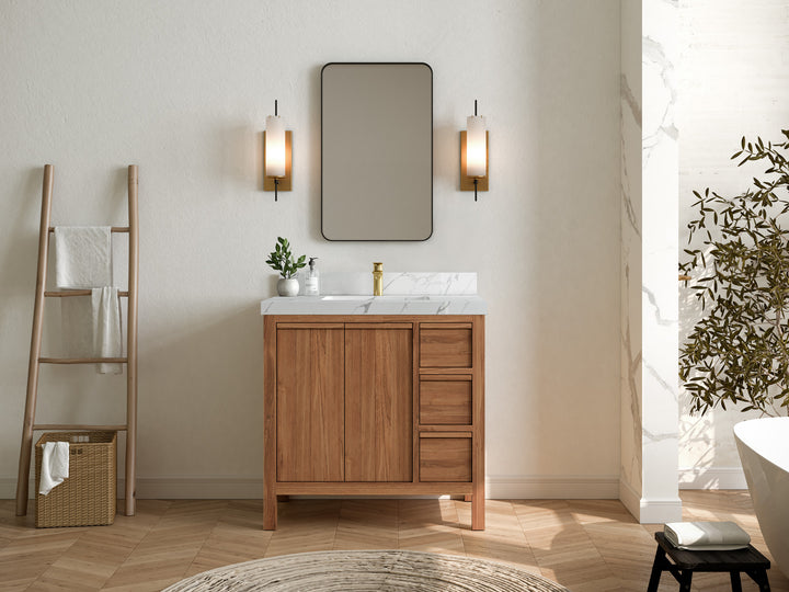 Elizabeth Teak Wood 36 in. W x 22 in. D Center Sink Bathroom Vanity - photo 4