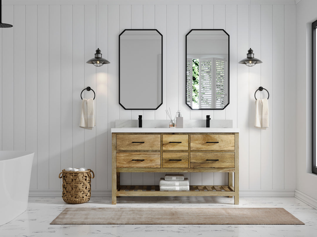 Parker Mango Wood 60 in. W x 22 in. D Double Sink Bathroom Vanity