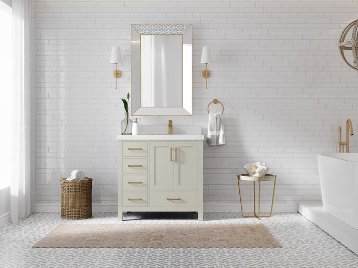 Malibu 36 in. W x 22 in. D Right Offset Sink Bathroom Vanity - photo 4