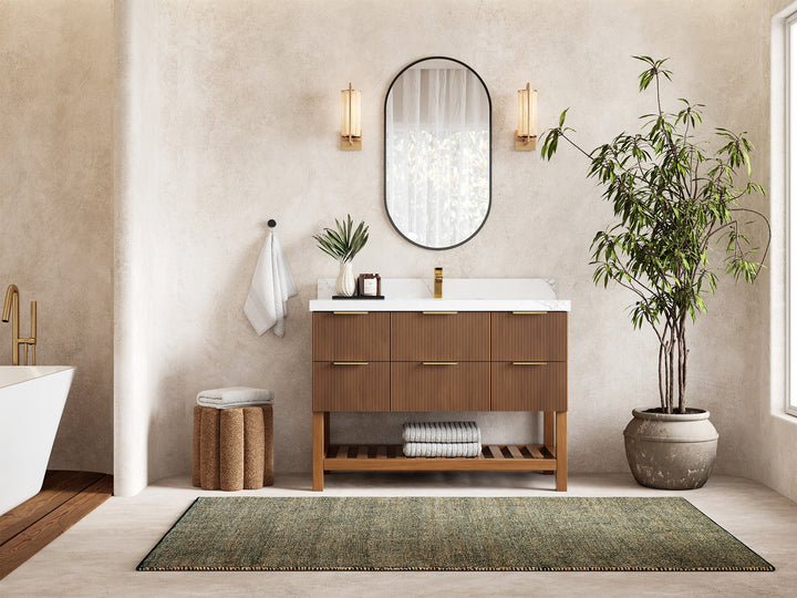 Catalina Teak 48 in W x 22 in D Free Standing Reeded Single Sink Bathroom Vanity - photo 4