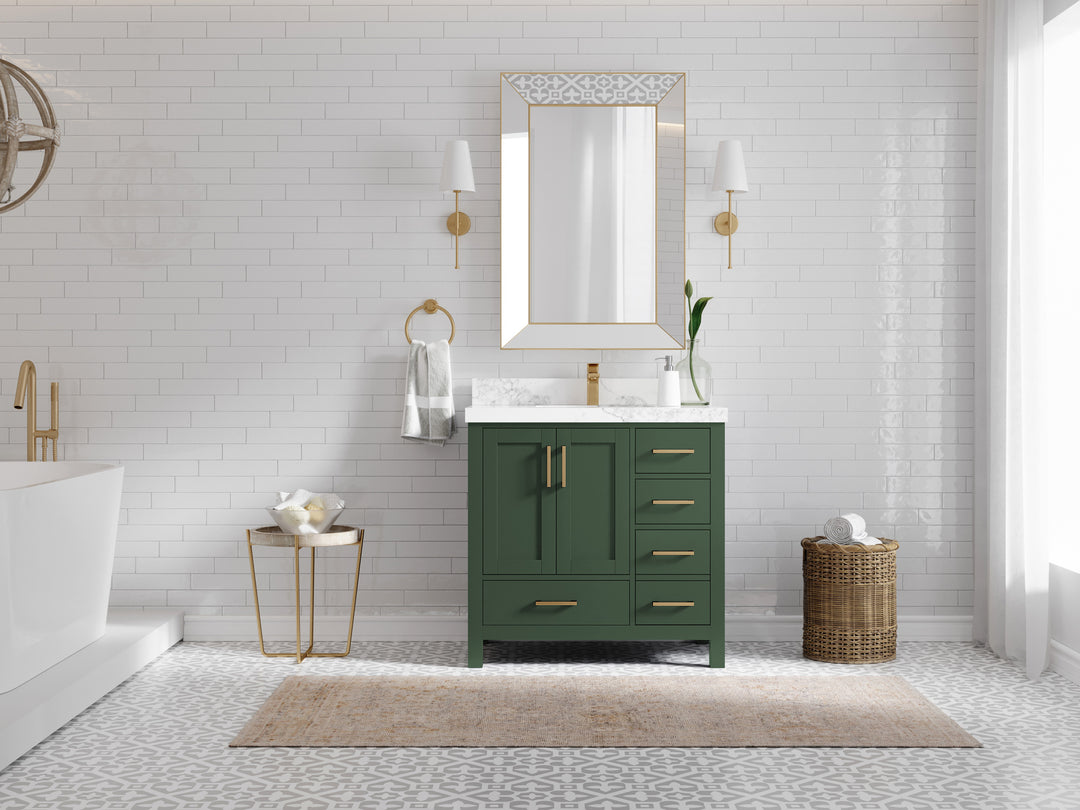 Malibu 36 in. W x 22 in. D Bathroom Vanity Center Sink