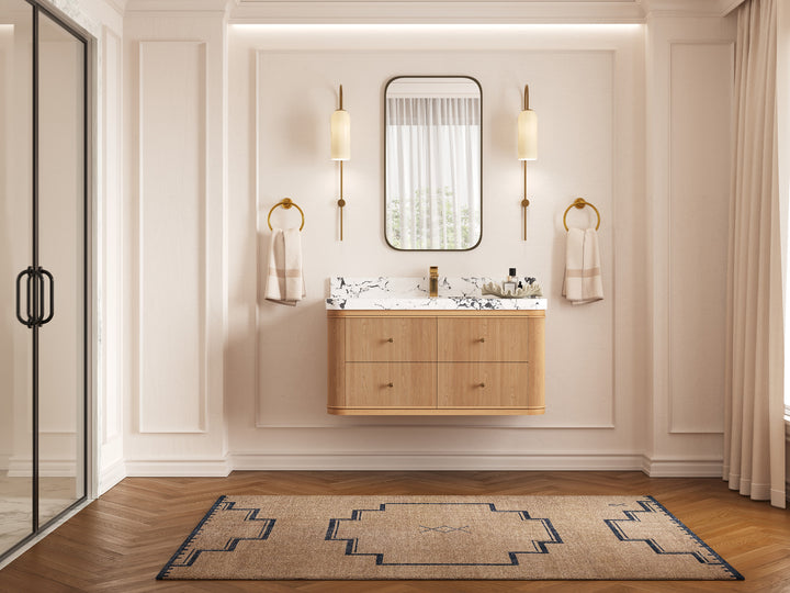 Hampton Floating White Oak 42 in. W x 22 in. D Single Sink Bathroom Vanity - photo 4