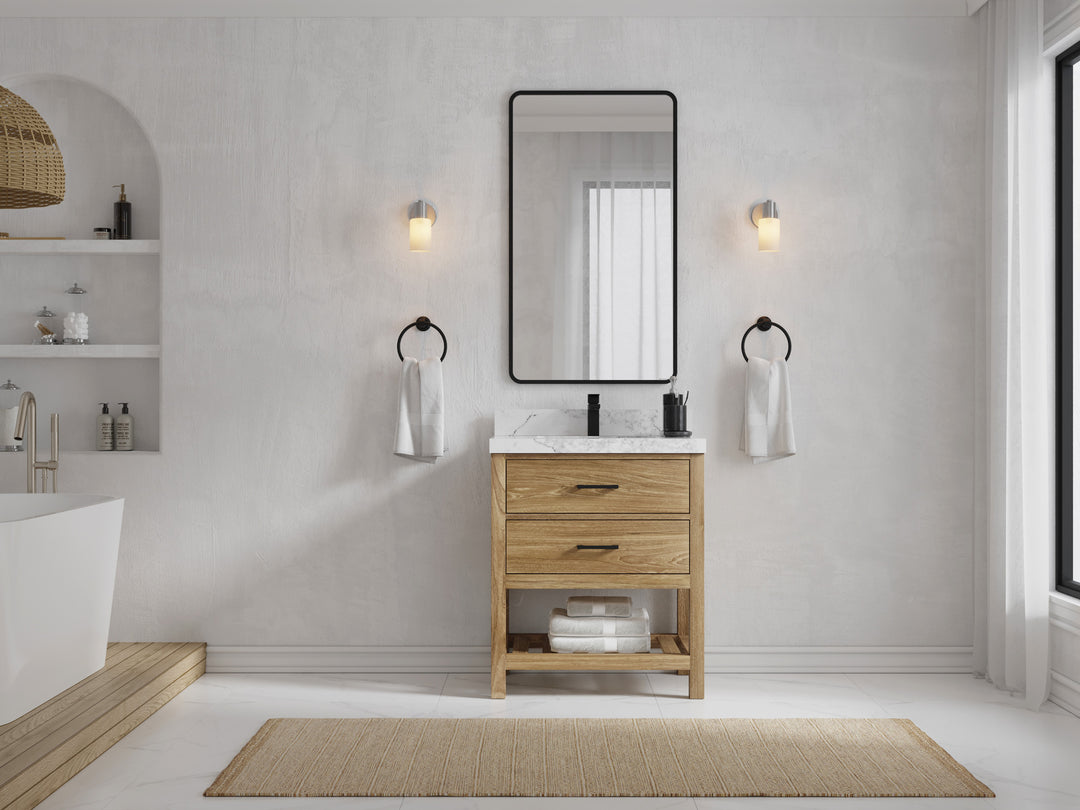 Parker Teak Wood 30 in. W x 22 in. D Single Sink Bathroom Vanity