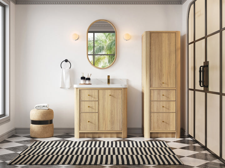 Orlando Oak 36 in. W x 22 in. D Right Offset Sink Bathroom Vanity - photo 4