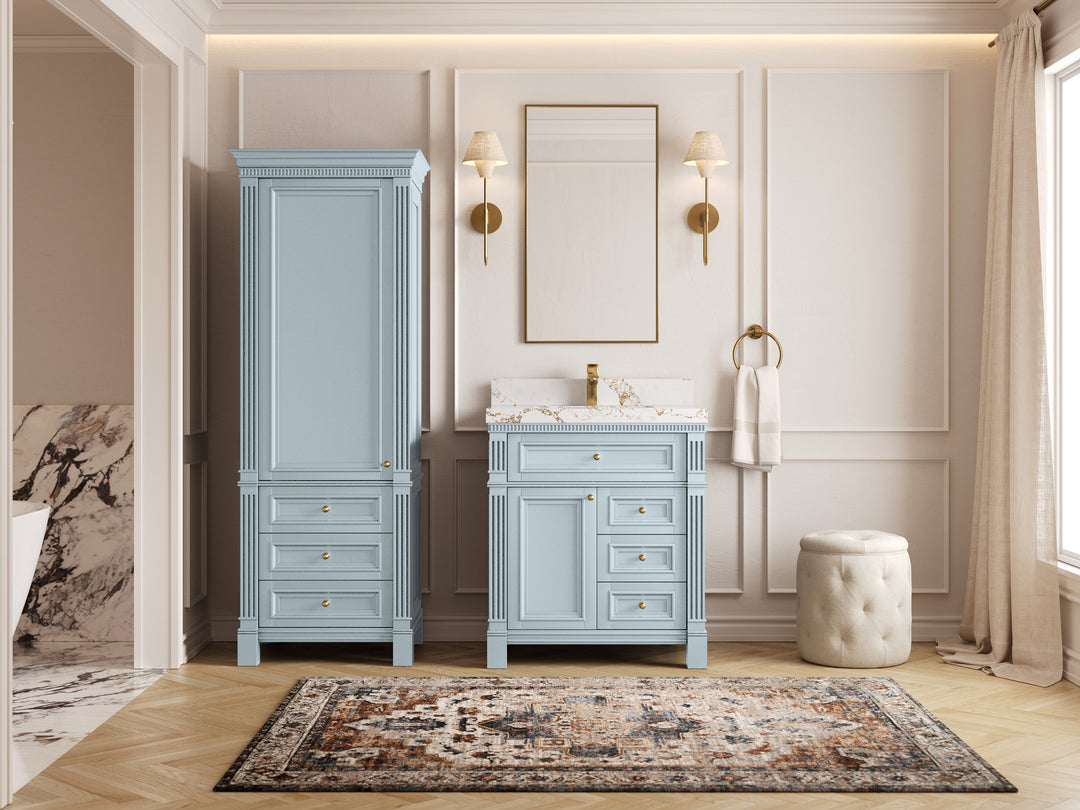 Paris  30 in. W x 22 in. D Single Sink Bathroom Vanity in Blue  with Countertop - Full View