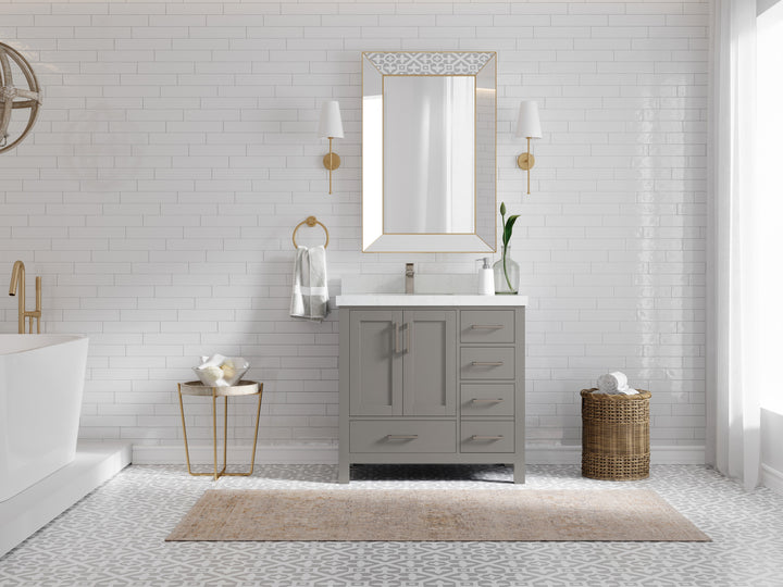 Malibu 36 in. W x 22 in. D Left Offset Sink Bathroom Vanity - photo 4