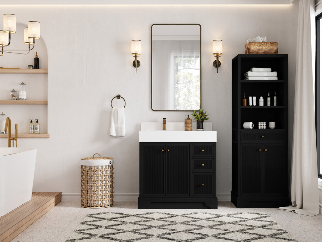 Manhattan 36 in. W x 22 in. D Left Offset Sink Bathroom Vanity