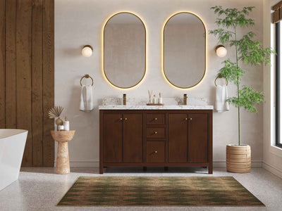 Chicago Teak 60 in. W x 22 in. D Double Sink Bathroom Vanity