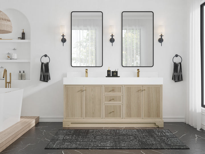 Manhattan White Oak 72 in. W x 22 in. D Double Sink Bathroom Vanity - photo 4