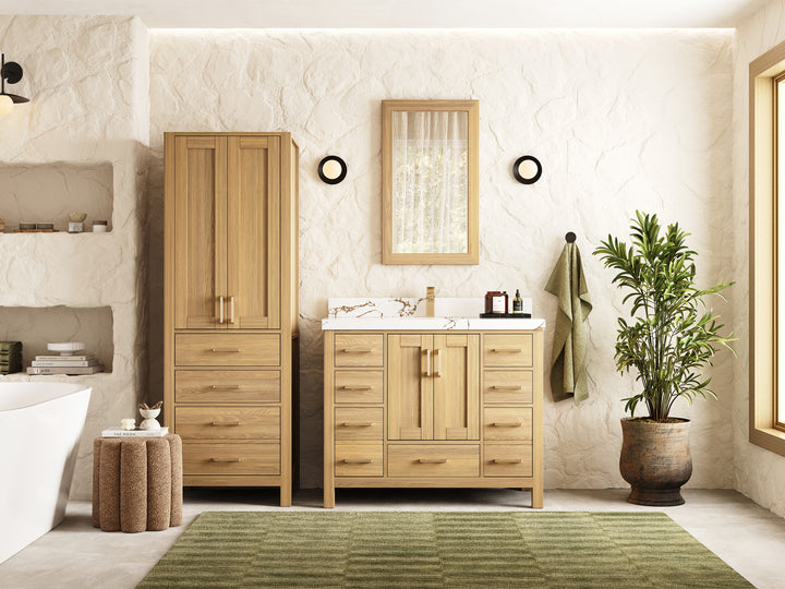 Malibu White Oak 42 in. W x 22 in. D Single Sink Bathroom Vanity - photo 4