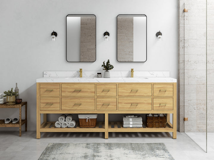 Parker Teak Wood 84 in. W x 22 in. D Double Sink Bathroom vanity with - photo 4