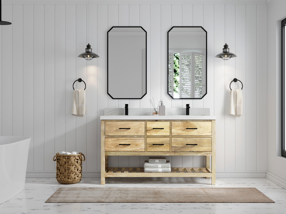 Parker Mango Wood 60 in. W x 22 in. D Double Sink Bathroom Vanity