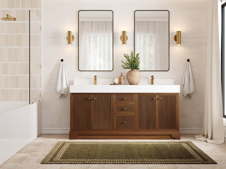 Manhattan Teak Wood 72 in. W x 22 in. D Single Sink Bathroom Vanity - photo 4