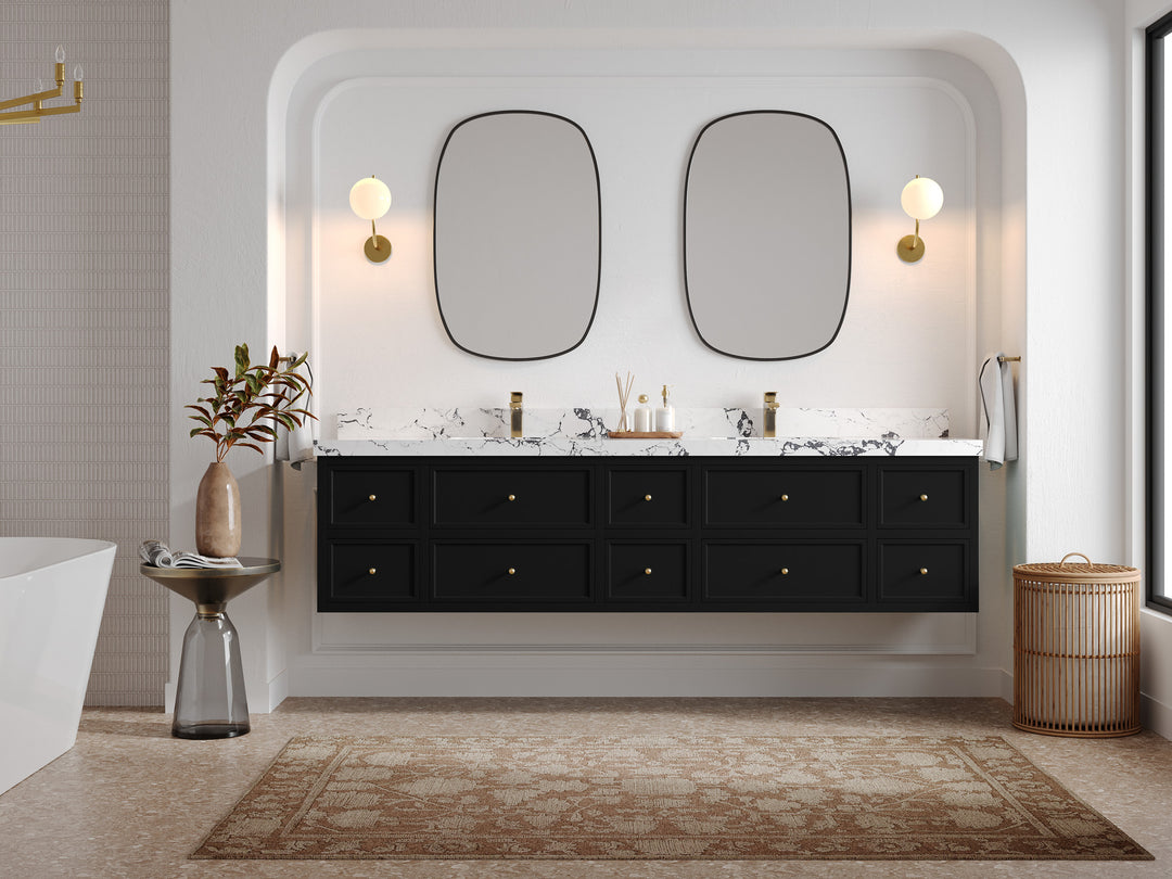 Roswell Floating 84 in. W x 22 in. D Double Sink Bathroom Vanity