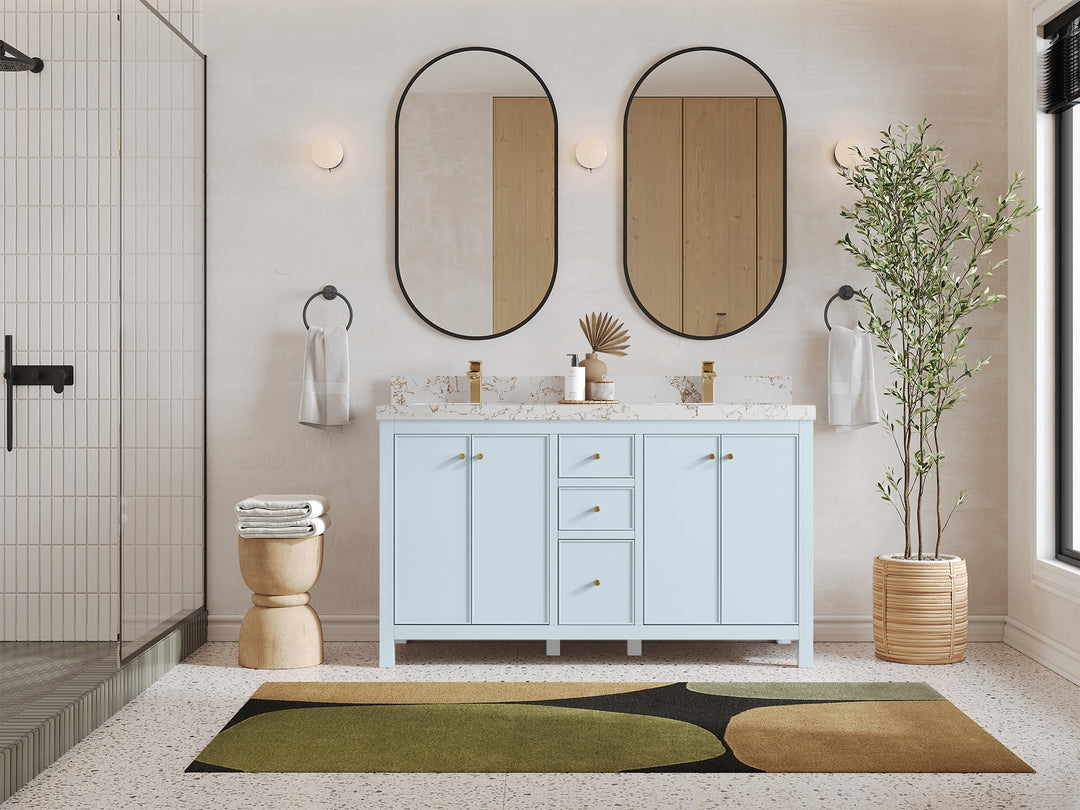 Chicago 60 in. W x 22 in. D Double Sink Bathroom Vanity